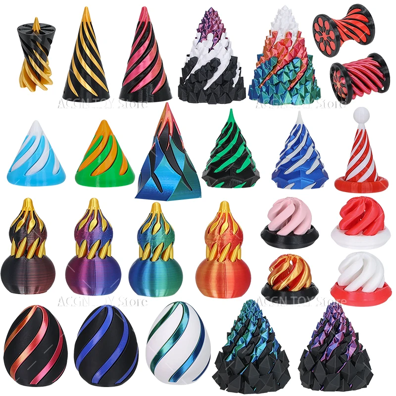 46 estilos 3D impreso cono en espiral imposible pirámide paso Fidget juguete alivio del estrés tornillo juguetes árbol de Navidad decoración de escritorio