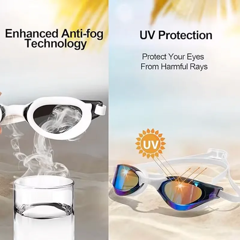 Gafas de natación profesionales antivaho HD, gafas de protección a prueba de fugas, gafas de natación de silicona ajustables para hombres y mujeres