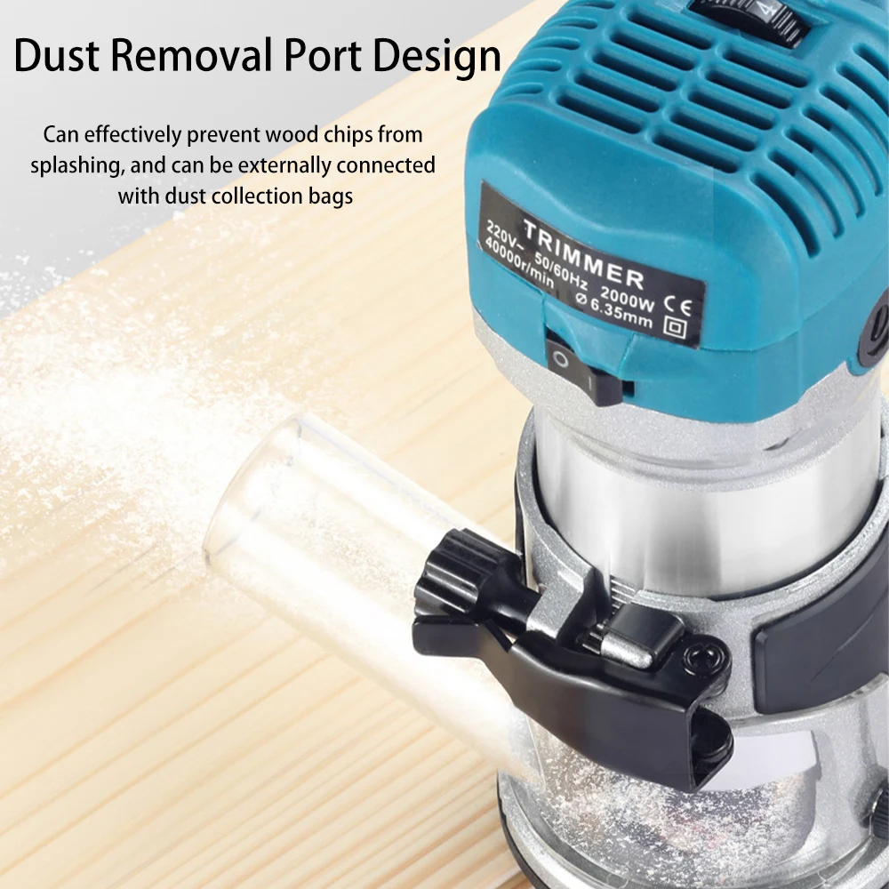2000W Router Hout 220V Elektrische Trimmer Houtbewerking Freesmachine Hand Trimmers Hout Rand Router 40000Rpm Thuis Diy Tools