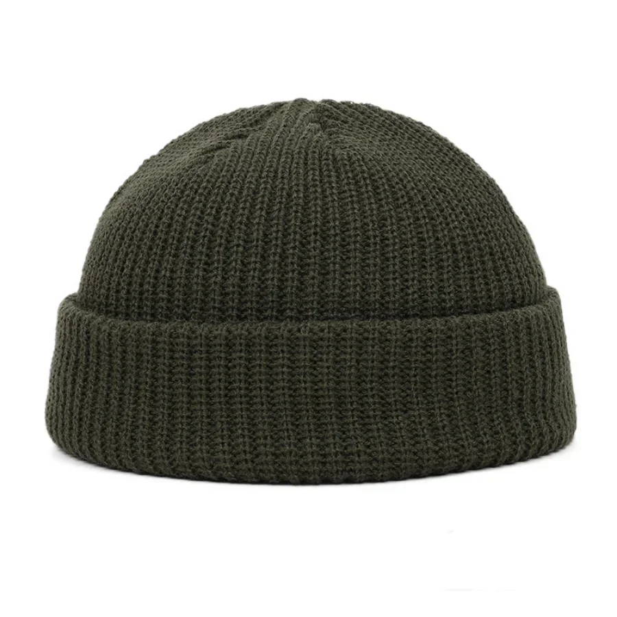 Gorro de lana sin ala cálido e informal, gorro de hip-hop Neutral informal para exteriores, gorro de punto multicolor enrollado cálido de Color sólido