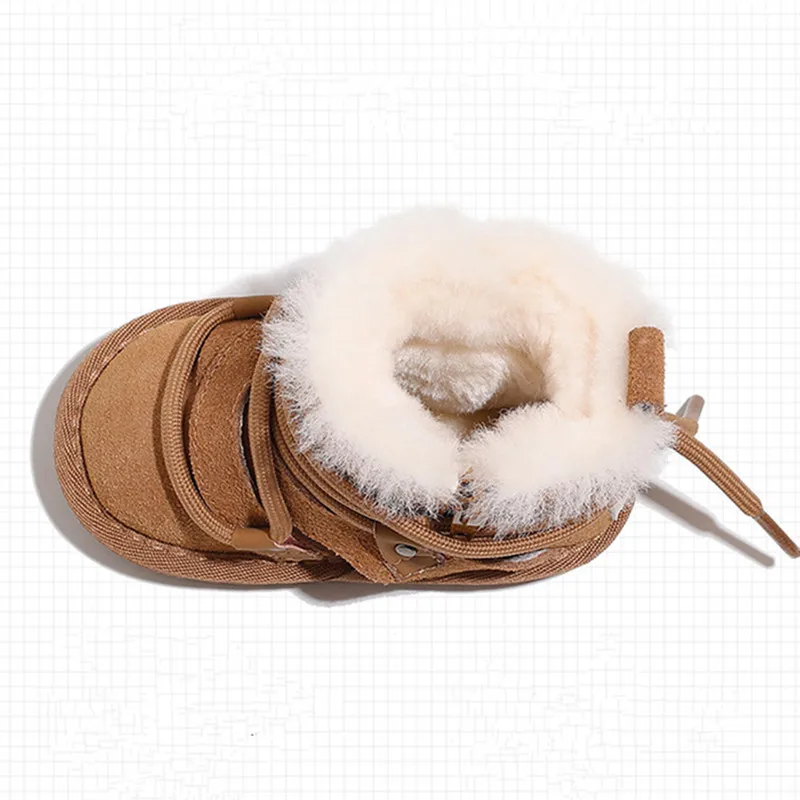 2024 ใหม่ฤดูหนาวเด็กรองเท้าบู๊ตหิมะหนัง WARM Plush ทารกรองเท้า Soft Sole รองเท้าเด็กแฟชั่นเด็กวัยหัดเดินรองเท้า 16-25