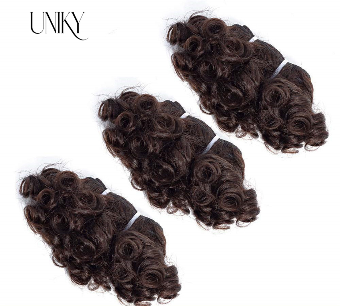 Curto Bouncy Curly Pacotes de cabelo humano, 100% cabelo humano, trama, cabelo brasileiro Weave Bundle, profundo solto, onda do oceano, barato