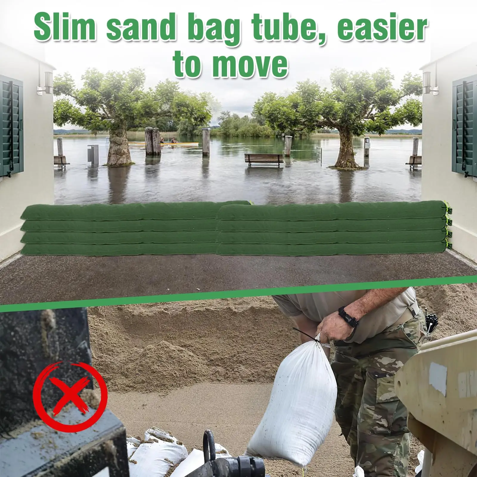 Sacs de sable pour inondations robustes, sacs de sable réutilisables en toile pour contrôle des inondations, barrières d'eau de grande capacité, inondation de Garage à domicile