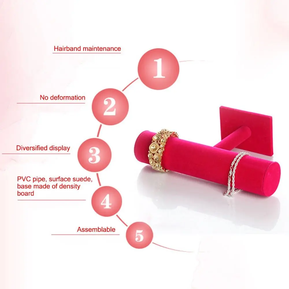 6 Farben aufrechtes Samt-Armband, Kette, Uhr, aufrechtes Display-Rack, Schmuck-Organizer, harter Schmuck-Display-Ständer