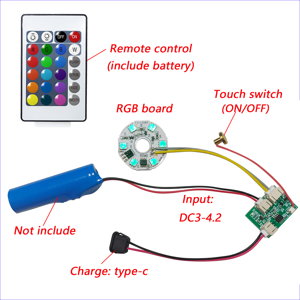 DC3.7V Light Source LED Light Panel Colorful Gradient RGB Remote Control Dual Color Change With ON/OFF Touch Switch Charge Typec