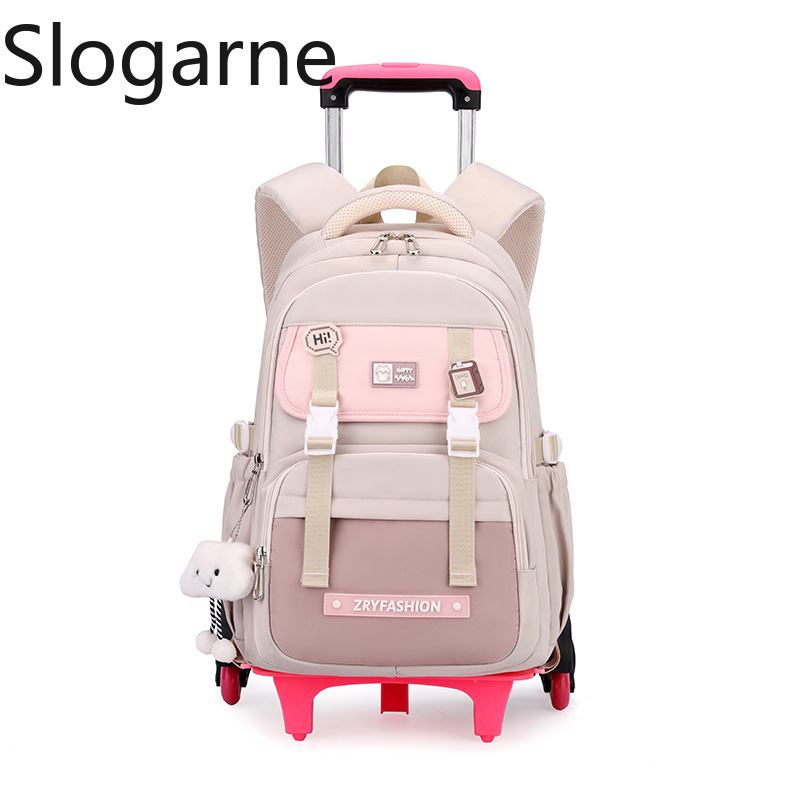 Kinder Rollrucksack Kinder Wasserdichte Schultasche mit Rädern Mittelschule Trolley Gepäck Rucksack Frauen Rucksack mit Rädern