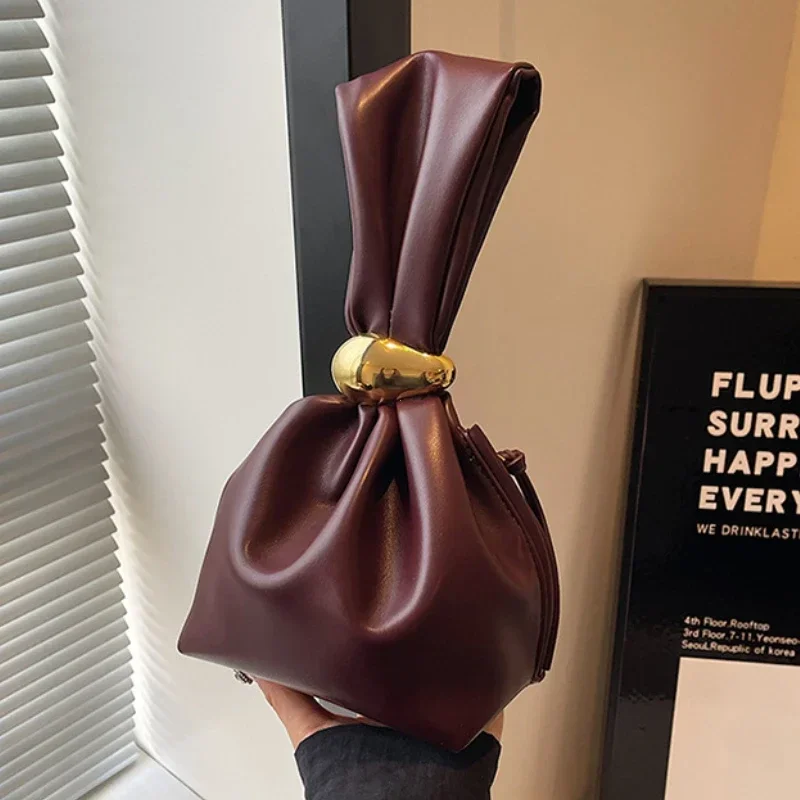 Персонализированный клатч из мягкой кожи, роскошный дизайнерский женский плиссированный мини-сумка-ведро, темпераментная вечерняя сумка на молнии сбоку