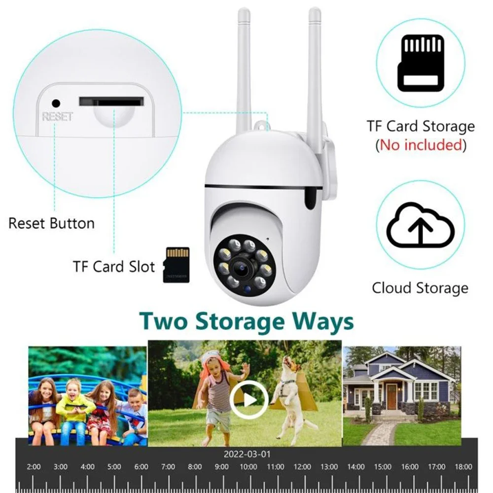 Telecamera Wifi da 8 MP Telecamera PTZ di sorveglianza di sicurezza wireless esterna Zoom digitale 4X Monitoraggio umano Audio bidirezionale CCTV a colori notturni