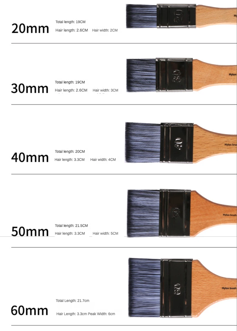 1 ชิ้นหัวแบนภาพวาดสีน้ํามันอะคริลิคแถวแปรง Gouache สีน้ําศิลปินสีผนังภาพวาดไนลอน Beech Rod แปรงทําความสะอาด