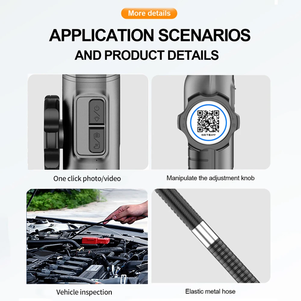 360 ° Rotatie Industriële Endoscoop Camera Met Licht Hd Articuleren Borescope Camera Auto Endoscoop Voor Ios Android