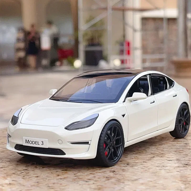 1:24 Tesla modelo 3 modelo Y coche de aleación modelo Diecast vehículos de juguete de Metal modelo de coche simulación sonido y luz colección regalos para niños