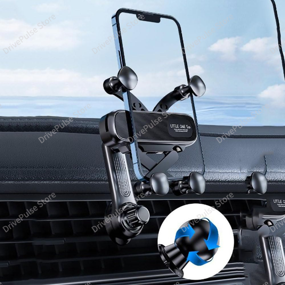 360 °   Suporte giratório para telefone para carro - Suporte de ventilação dobrável por gravidade para iPhone/Android, braço extensível ajustável universal, mãos livres
