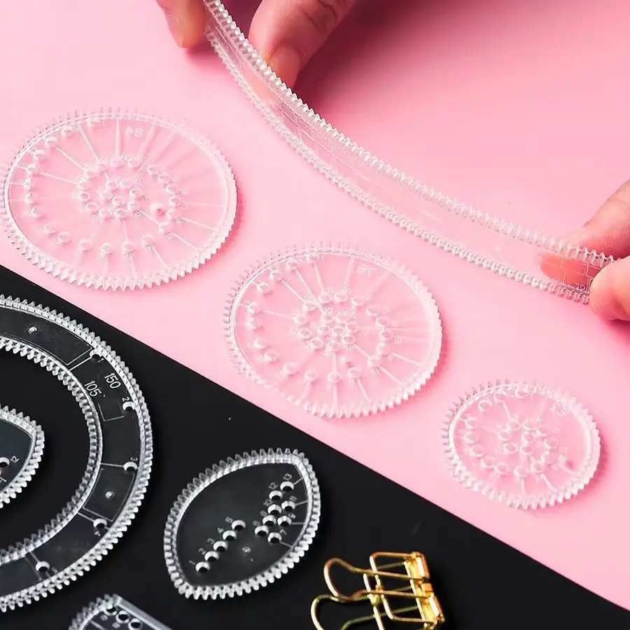 재미 있은 기하학 Spirograph 그리기 스텐실 세트 크리 에이 티브 기하학 눈금자 장난감 그리기 도구 어린이 몬테소리 교육 장난감 선물