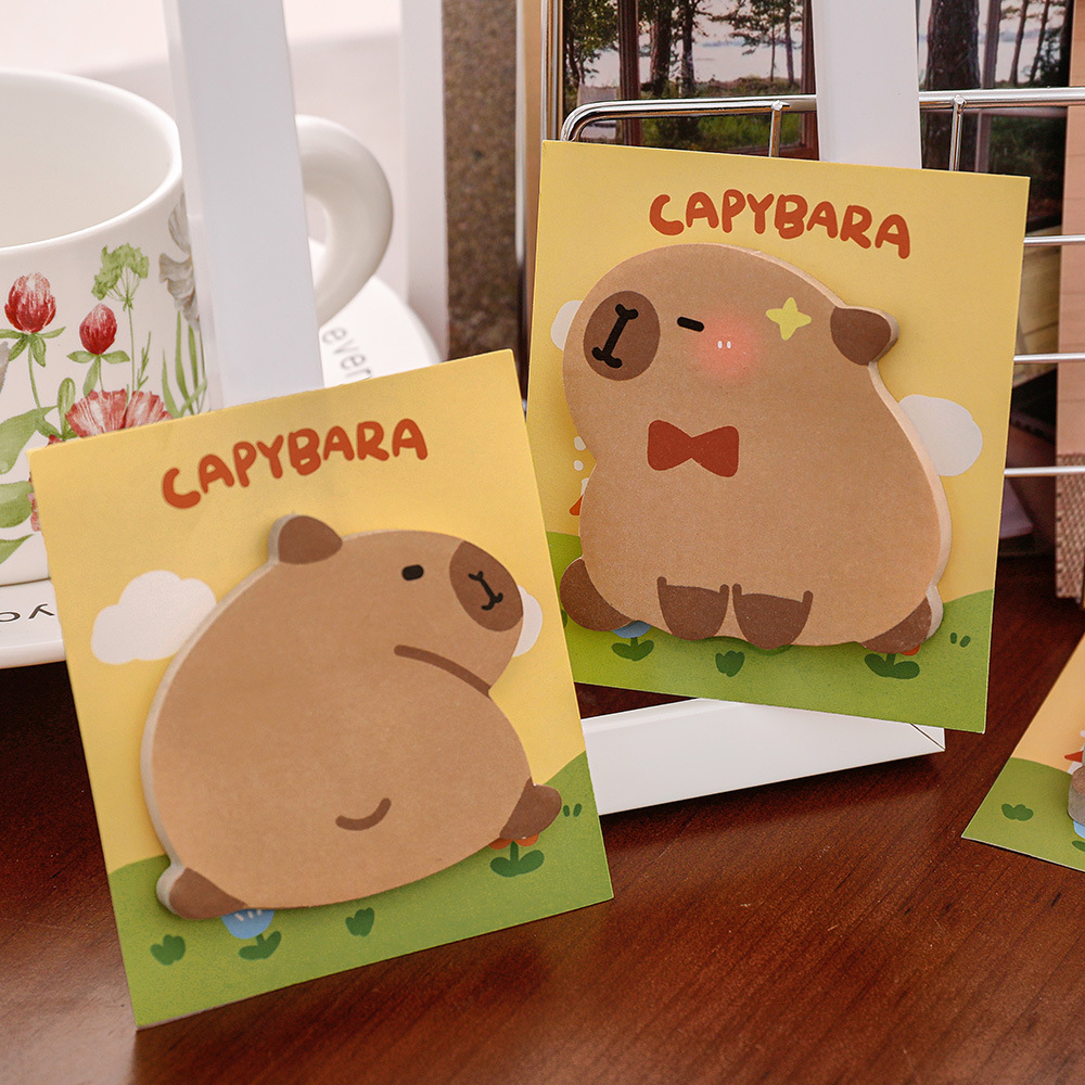 Bloc de notas de dibujos animados para estudiantes, Bloc de notas adhesivas Kawaii, Capybara Irregular, papelería escolar, 5 unidades por lote
