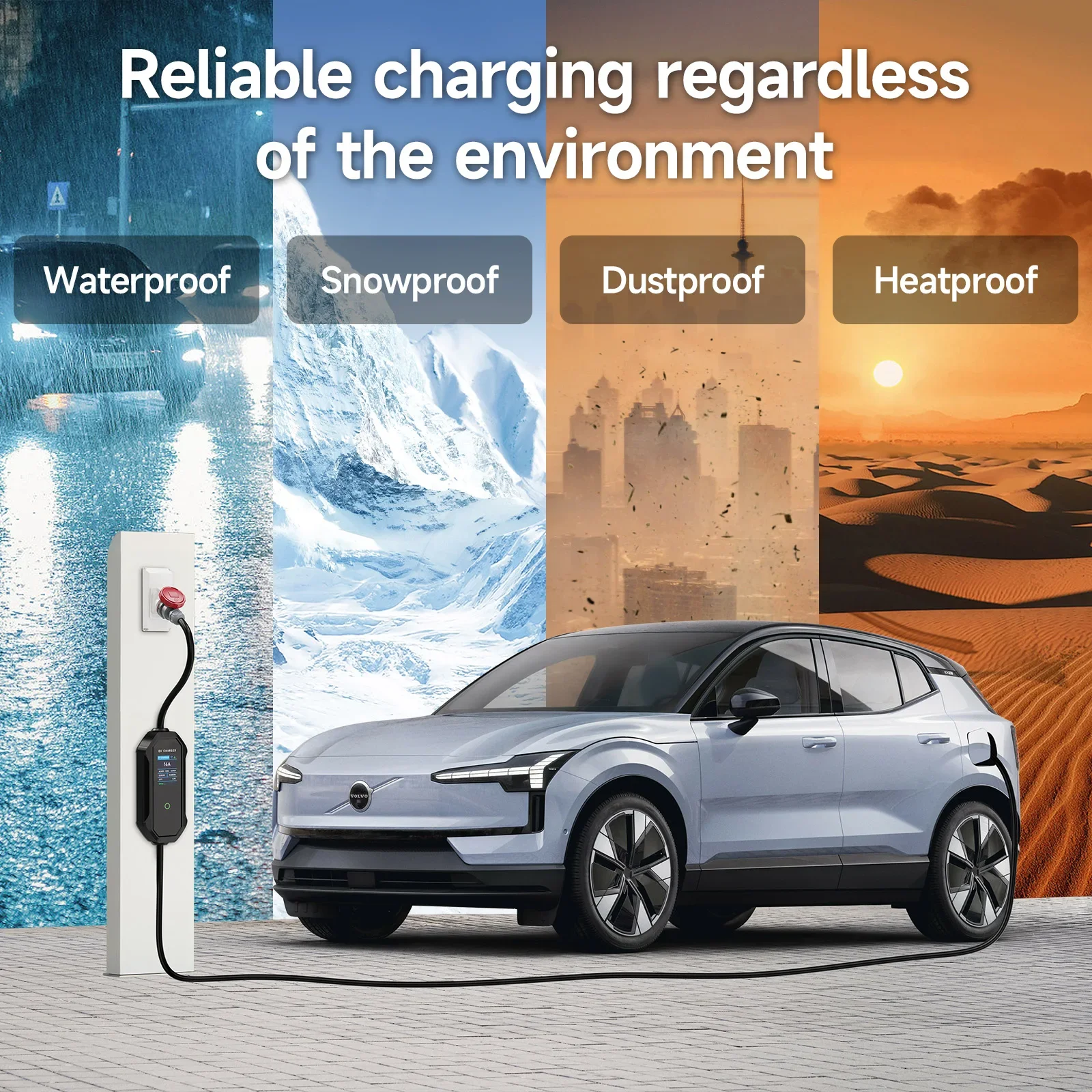 AFEEV Type 2 Portable EV Charger 11KW 16A 3Phase Wallbox IEC62196-2 EVSE Fast Charging Cable CEE Plug WIFI APP Bluetooth Control