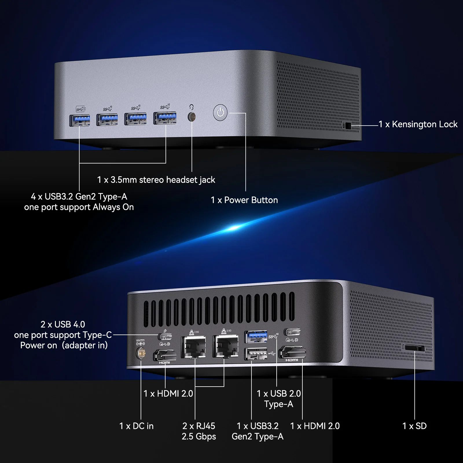 GEEKOM AI Mini PC GT1 Mega - Intel Core U9 185H, 16 Cores 22 Threads, Up to 5.1GHz, 2.5Gbps Dual LAN Port, Mini PC Windows 11