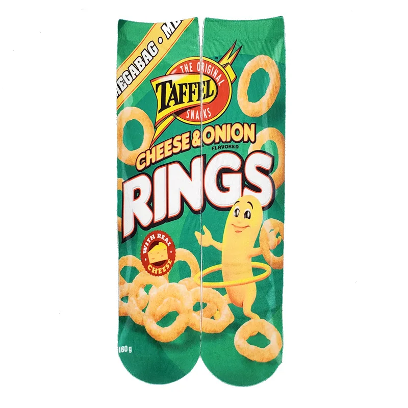 Calcetines para hombre de 11 estilos, calcetines creativos 3D con estampado de patatas fritas, calcetines felices para hombre, divertidos calcetines largos informales de algodón a la moda Harajuku 2702