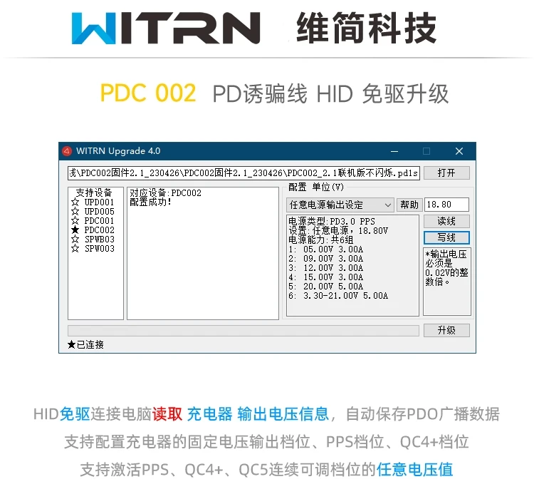 PDC002 WITRN PD3.1 Deception Line 28VPPSAVS Retección USB programable Polling 140W a DC24V