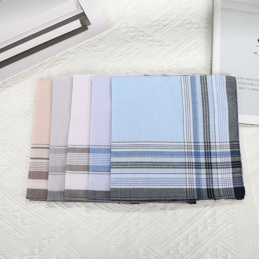 남성용 클래식 빈티지 포켓 스퀘어 격자 무늬 스트라이프 손수건, Hanky 100% 코튼, 얇은 비즈니스 캐주얼 가슴 수건, 무작위 5 개/로트