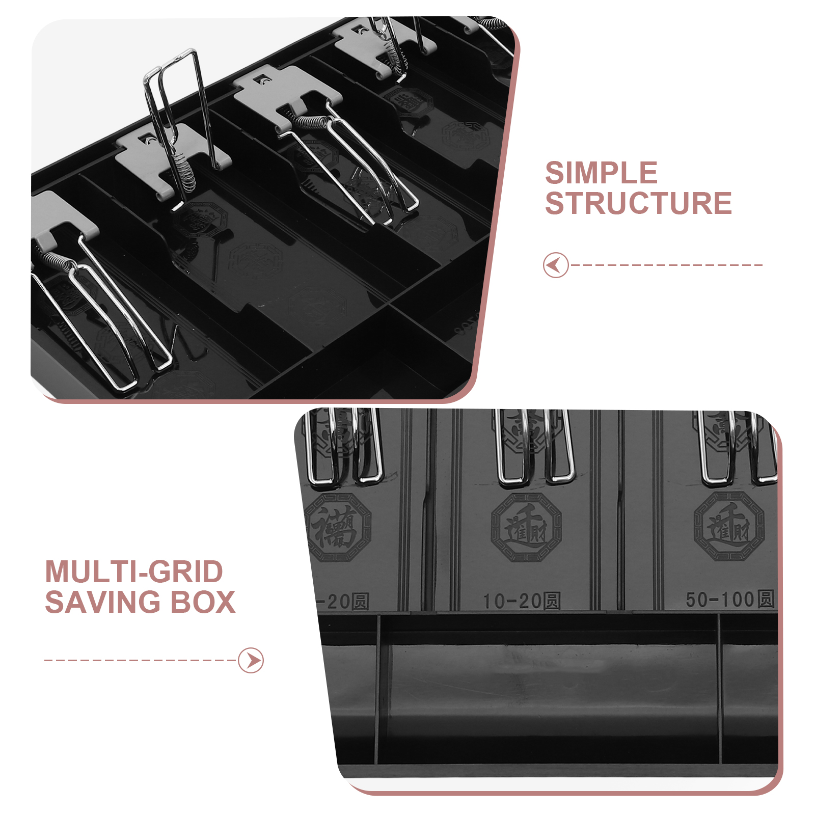 Kassierer-Box mit fünf Gittern, großer Münzschlitzhalter, Schubladen-Organizer für den Einzelhandel für Rechnungen