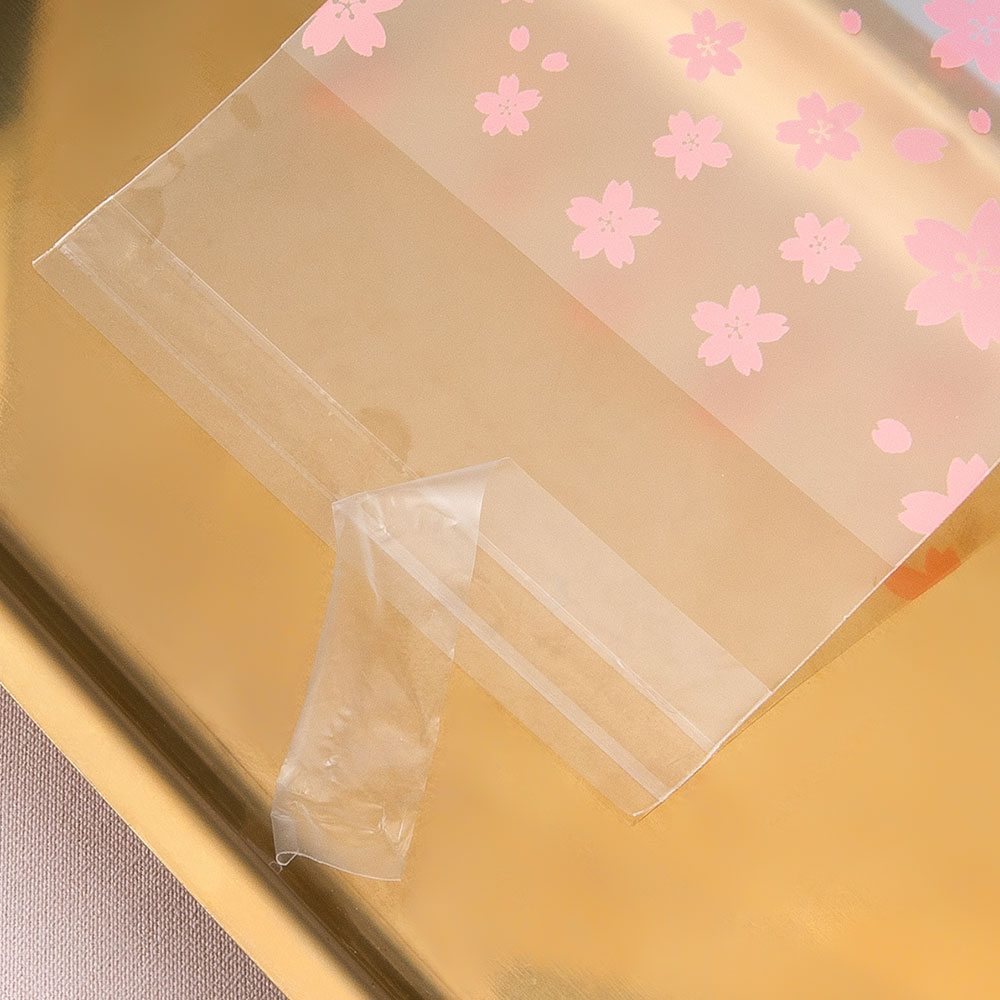 100 sacos de embalagem de plástico dos pces flor sacos autoadesivos opp malotes para presentes de jóias biscoitos doces biscoitos embalagem