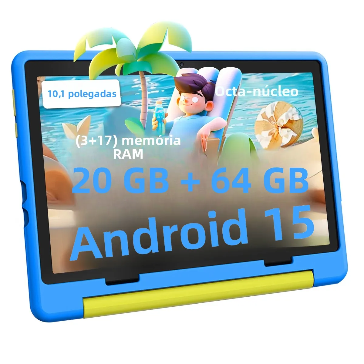 Uero 10 "padrão dos desenhos animados crianças tablet android octa-core 20gb (3 +17) ram 64gb rom aprendizagem educação jogos comprimidos presentes das crianças
