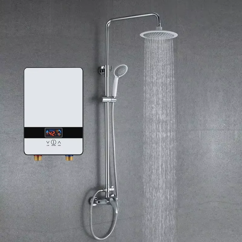 เครื่องทําน้ําอุ่นไฟฟ้าทันที 6500W ห้องน้ําเครื่องทําความร้อนอุณหภูมิคงที่ทันที Flow เครื่องทําความร้อนห้องครัวน้ําร้อนฝักบัว