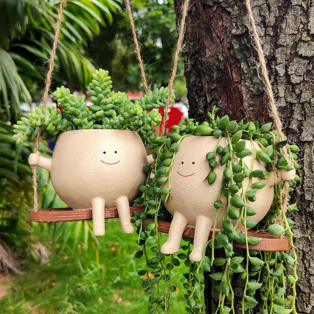 Macetero de pared de resina, contenedor de flores oscilantes, creativo, cabeza colgante, accesorios multifuncionales para el hogar, jardín y Patio
