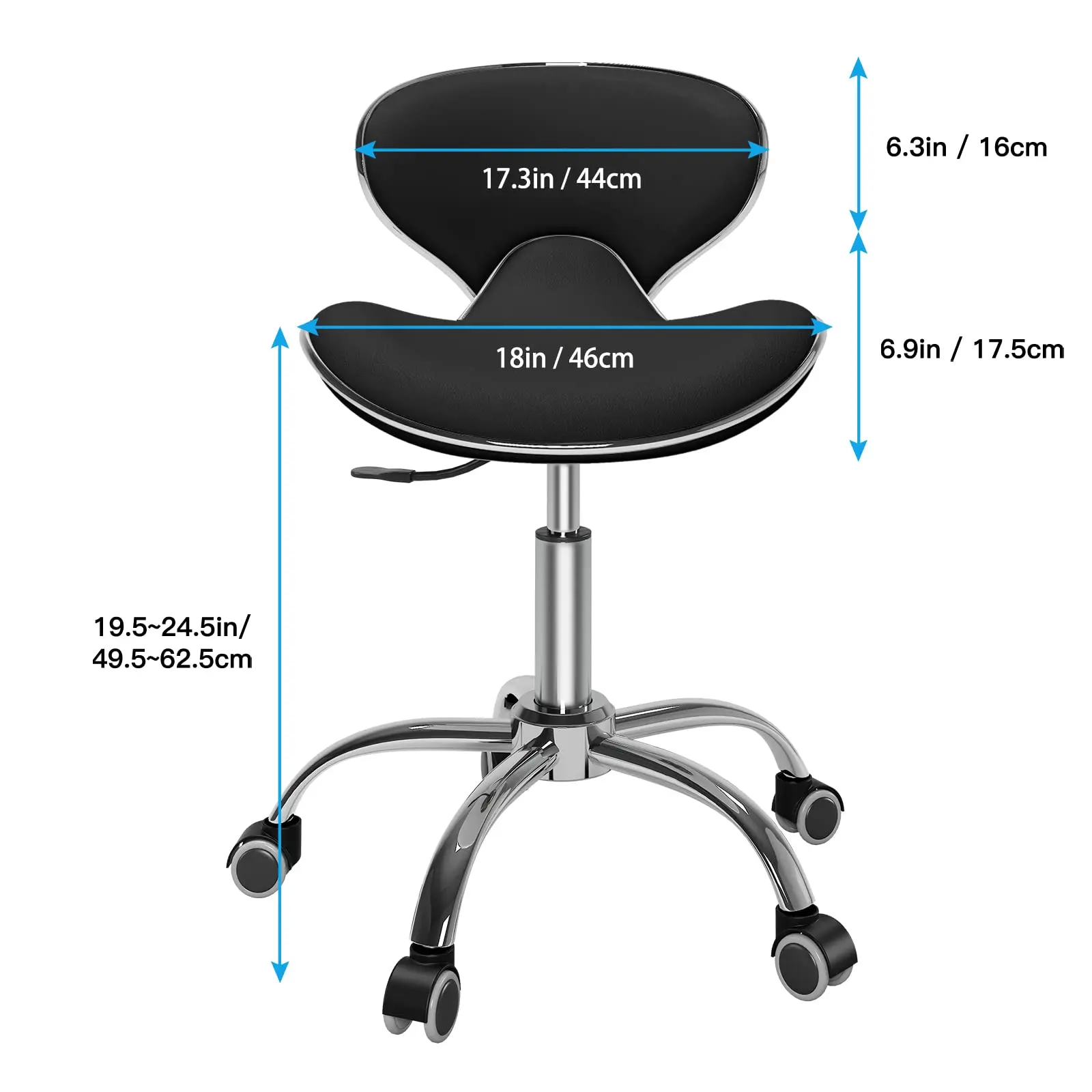 Banco de rolamento ajustável multiuso com encosto spa cadeira de tatuagem médica com rodas 360 giratória 400lbs capacidade de peso