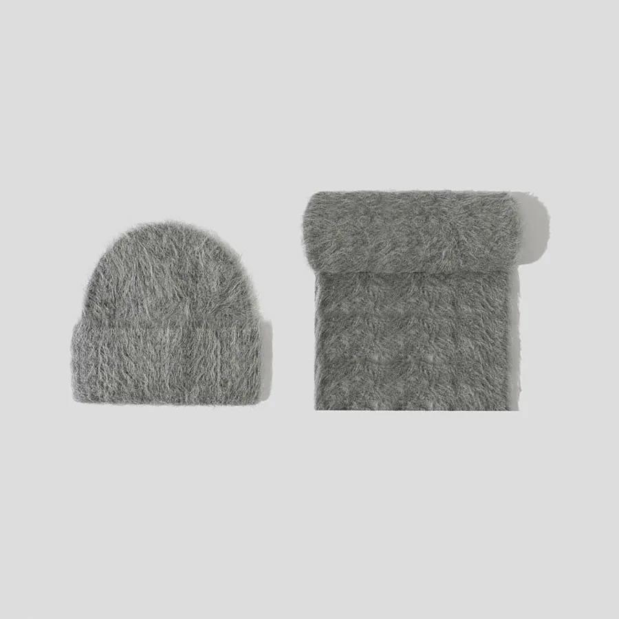 Soffici berretti in lana di alpaca set sciarpa da donna caldo cappello lavorato a maglia in due pezzi invernale