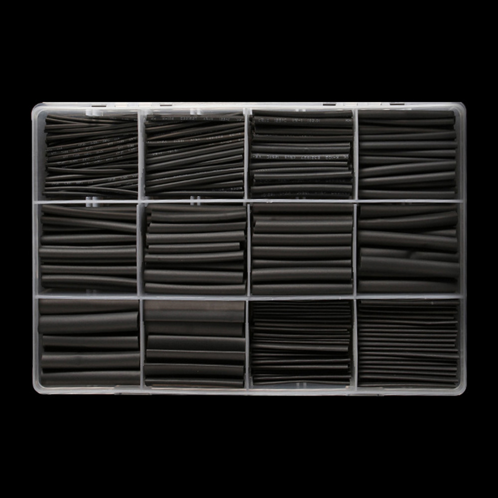 625PCS Black Heat Shrink Tubing, 2:1 Shrink Ratio Polyolefin Heat Shrink Tubing Assortment