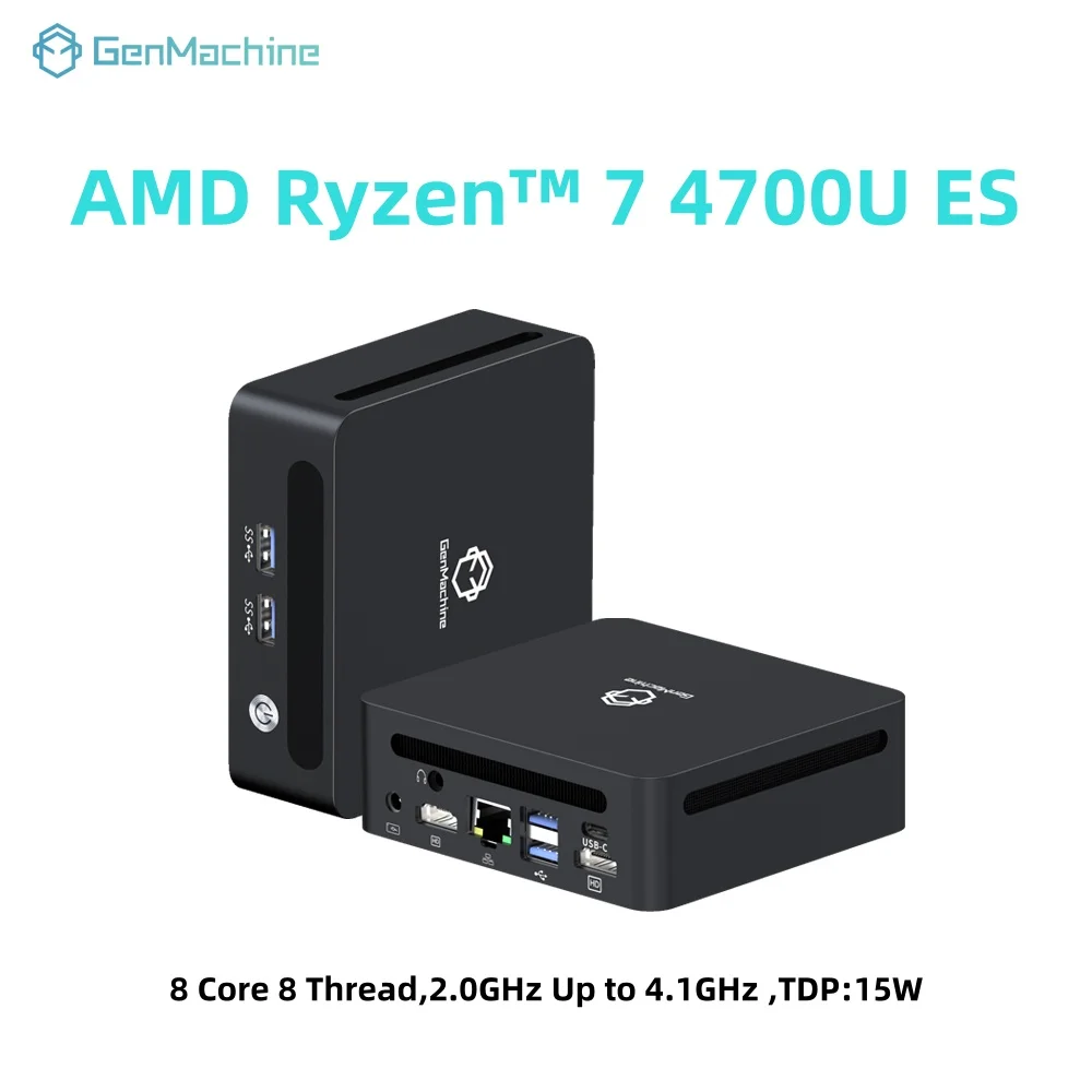 GenMachine Mini PC 4700U ES Процессор 3,8 ГГц 8-ядерный 8 потоков 15 Вт Windows 11 Ryzen DDR4 WiFi6 Игровой ПК Игровой компьютер «сделай сам»