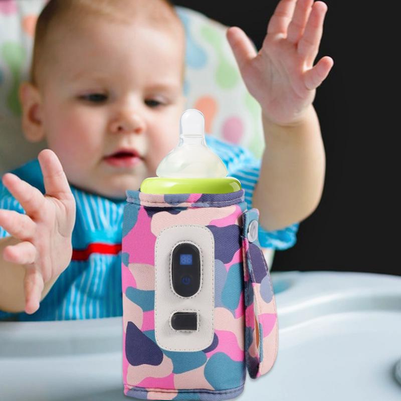 Calentador de biberones para coche, termostato calentador de biberones, calentamiento rápido, protector de calor para bebidas de leche con pantalla de temperatura para viajes y Camping