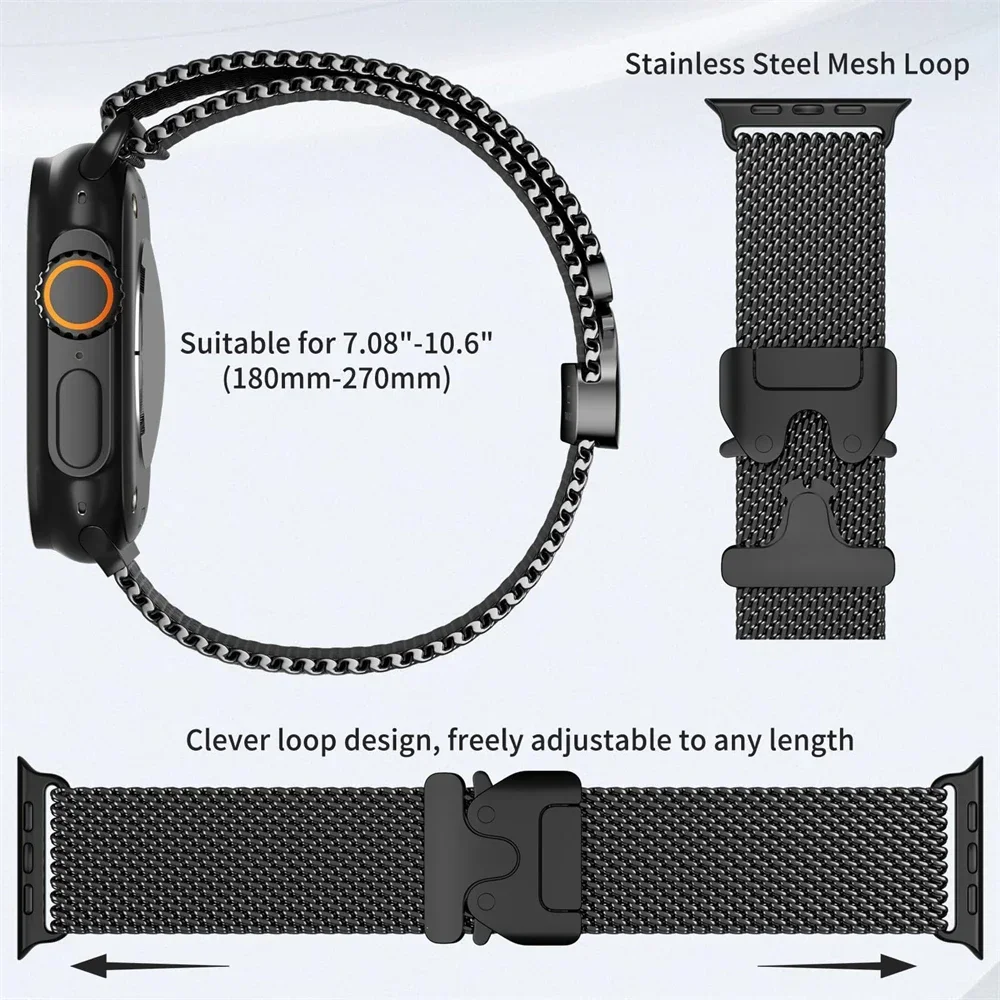 Titanium Milanese Loop For Apple watch Ultra 2 49mm Series 10 9 8 7 6 5 4 SE 46mm 42mm 41mm 45mm 44mm 38-40mm Straps Accessories