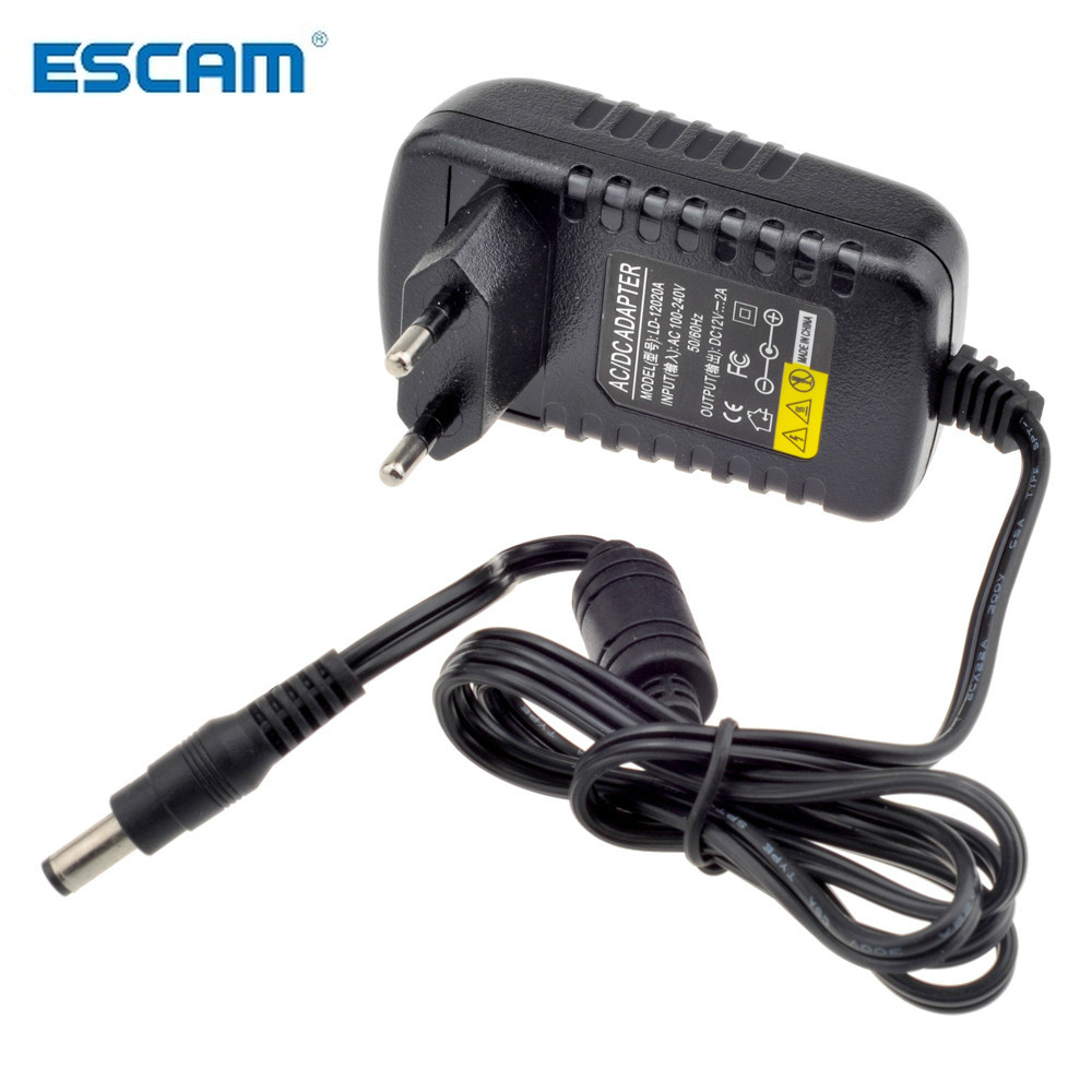Adaptador convertidor de 12V 2A AC 100V-240V DC 12V 2A 2000mA fuente de alimentación UE Reino Unido AU enchufe estadounidense 5,5mm x 2,1mm para cámara IP CCTV