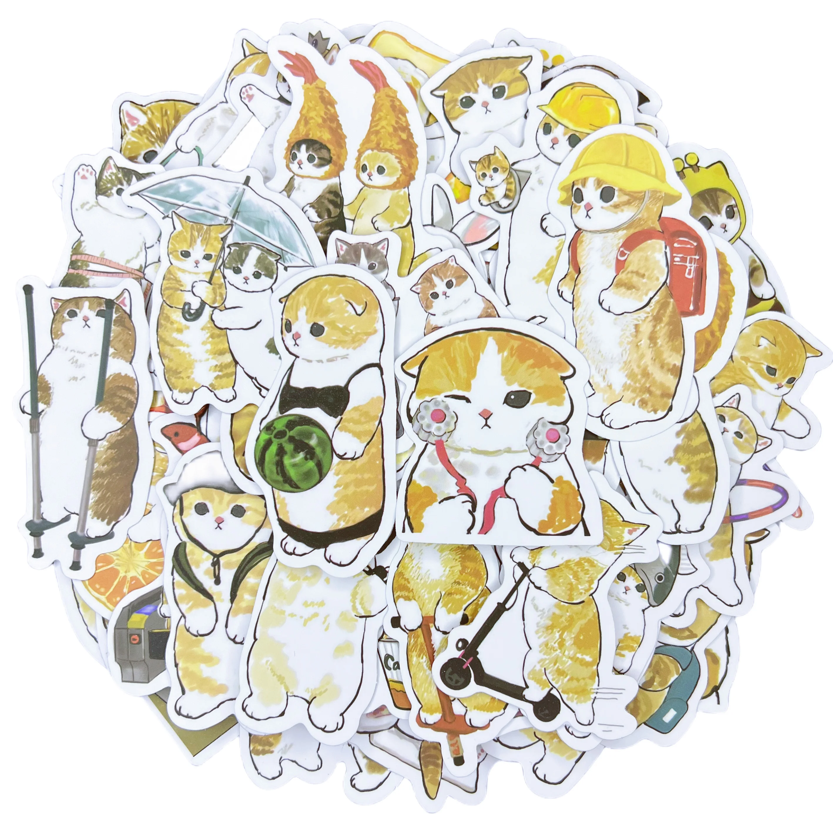 Pegatina de Graffiti impermeable de gato de dibujos animados para niños, adhesivo estético decorativo para equipaje, portátil, taza, guitarra, teléfono, álbum de recortes, 10/30/64 piezas