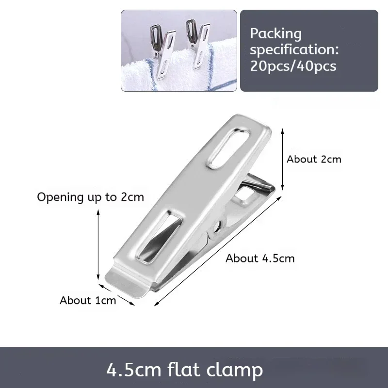 Mollette da bucato in acciaio inossidabile da 20 pezzi, clip sigillanti da cucina, clip antivento in metallo resistente per calzini, organizzatori di documenti