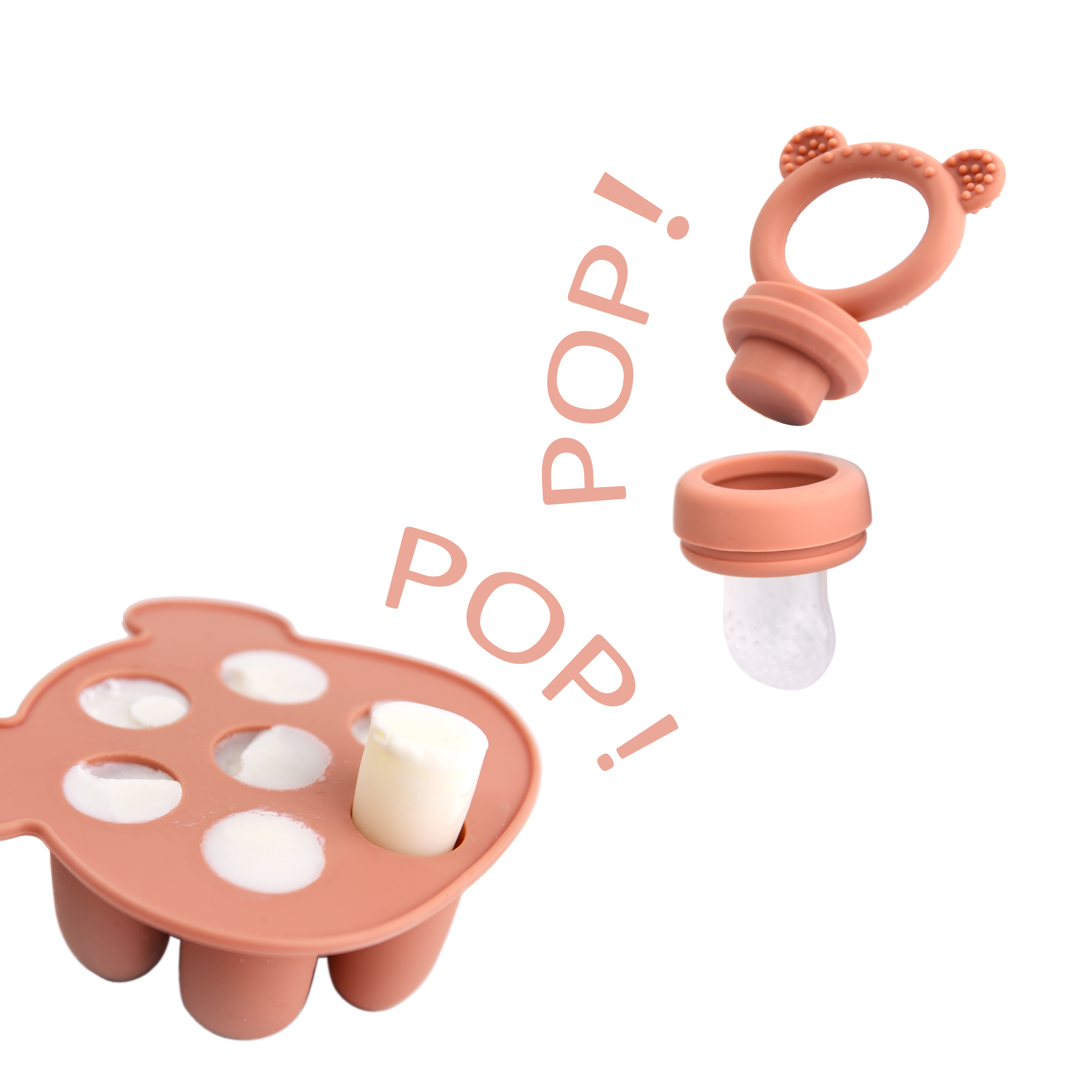 Mais recente design animal urso conjunto alimentador de frutas leite materno freezer bandeja comida sopa silicone freezer bandeja silicone picolé molde