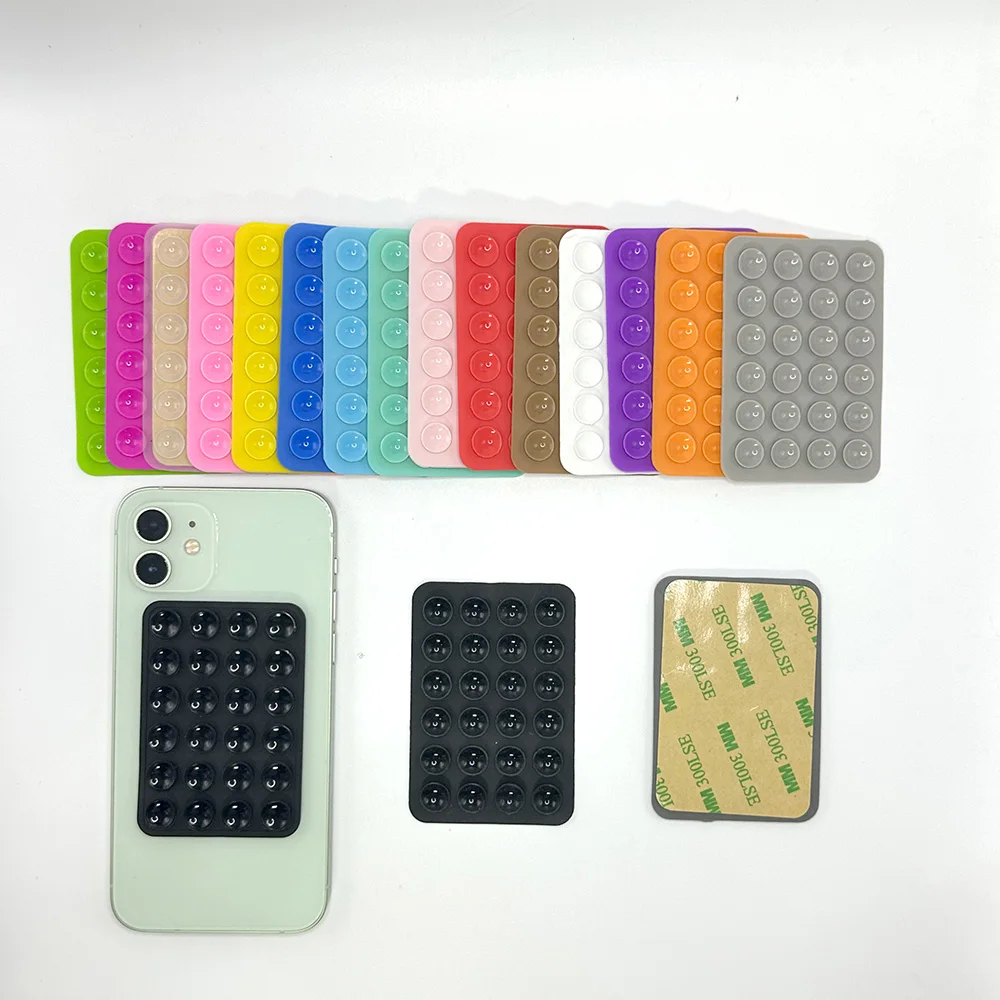 Silicone Mobile Phone Pad with Suction Cup Adhesive Rubber Sucker for Phone Fixation Durable Sticky Backed Silicone Pad for Devi