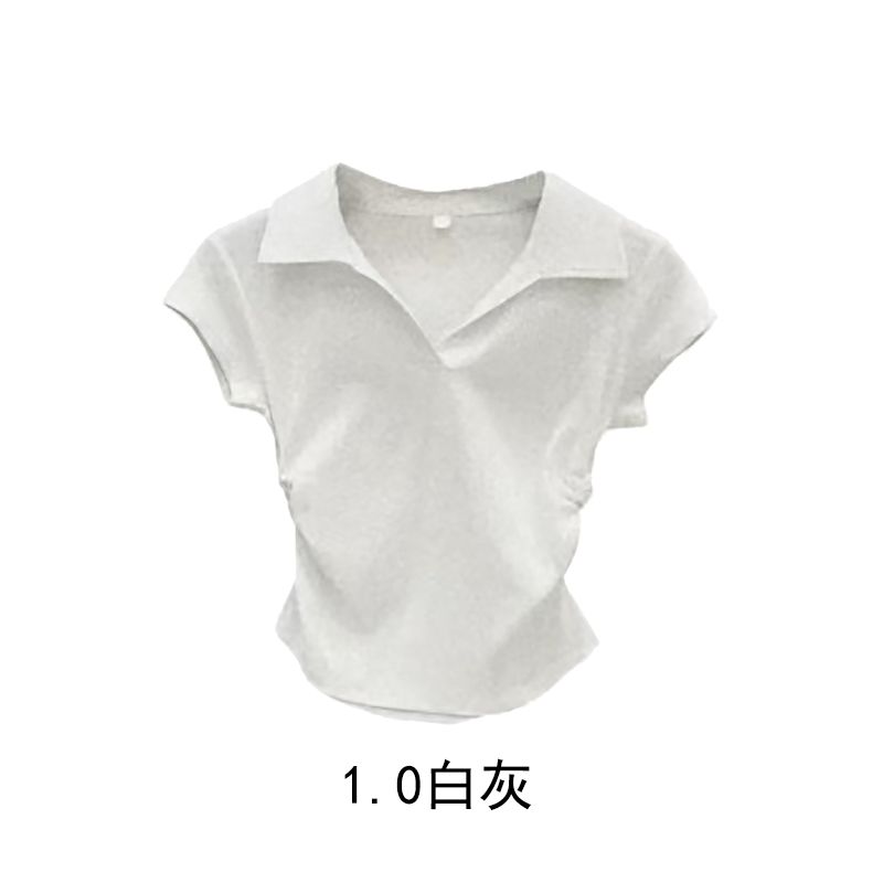 Camiseta Sexy de algodón para mujer, Top corto liso básico ajustado, Polo de manga corta, camiseta informal para mujer