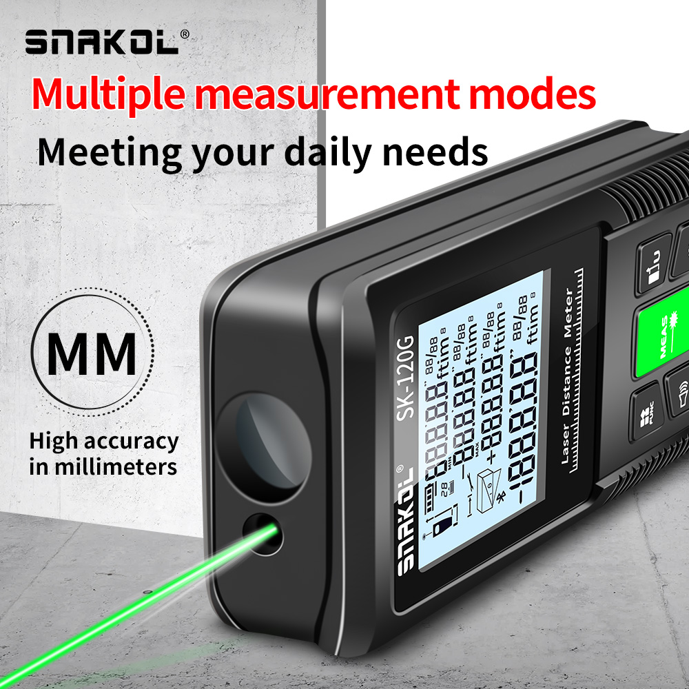 Snakol Laser Tape Measure Red Green Laser Distance Meter High Accuracy Roulette Multiple Measurement Functions Electronic Ruler
