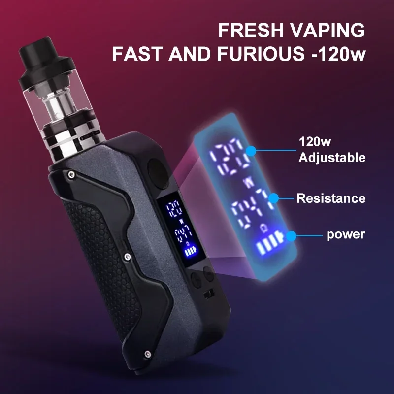 120 W Smoke Vape Box Mod Elektronische Zigaretten Kit 2000 mah Batterie 3 ml Zerstäuber Einstellbare Vaper Verdampfer Stift Ecig damp Vapes