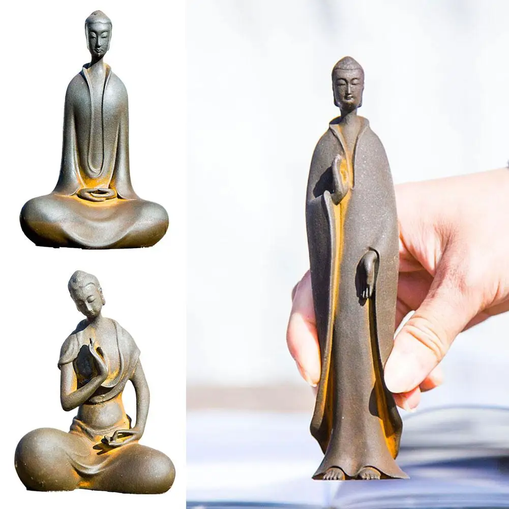 Patung meditasi Buddha patung logam ornamen rumah cocok untuk kantor pendingin anggur meja teh dekorasi meja W5N9