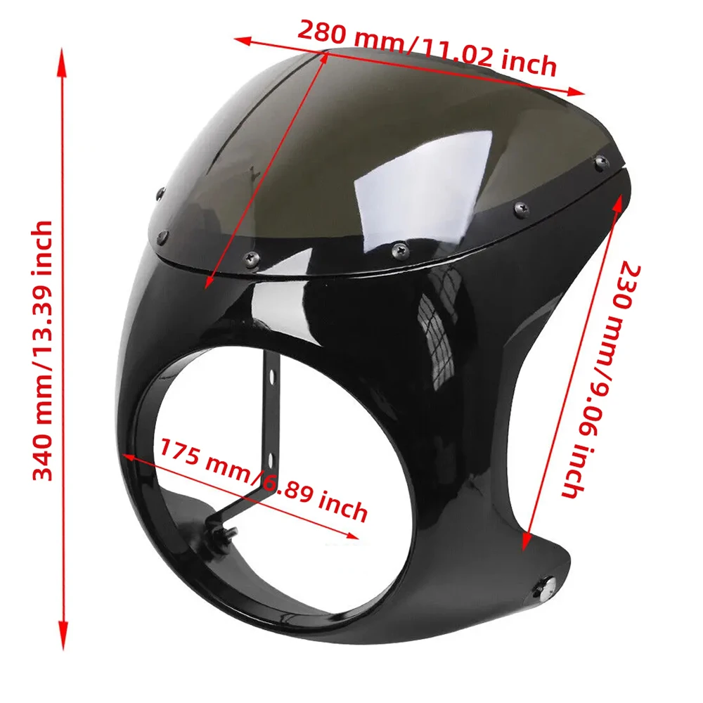 Para harley sportster bobber touring honda motocicleta universal cafe racer 7 polegada farol guiador carenagem kits de pára-brisa