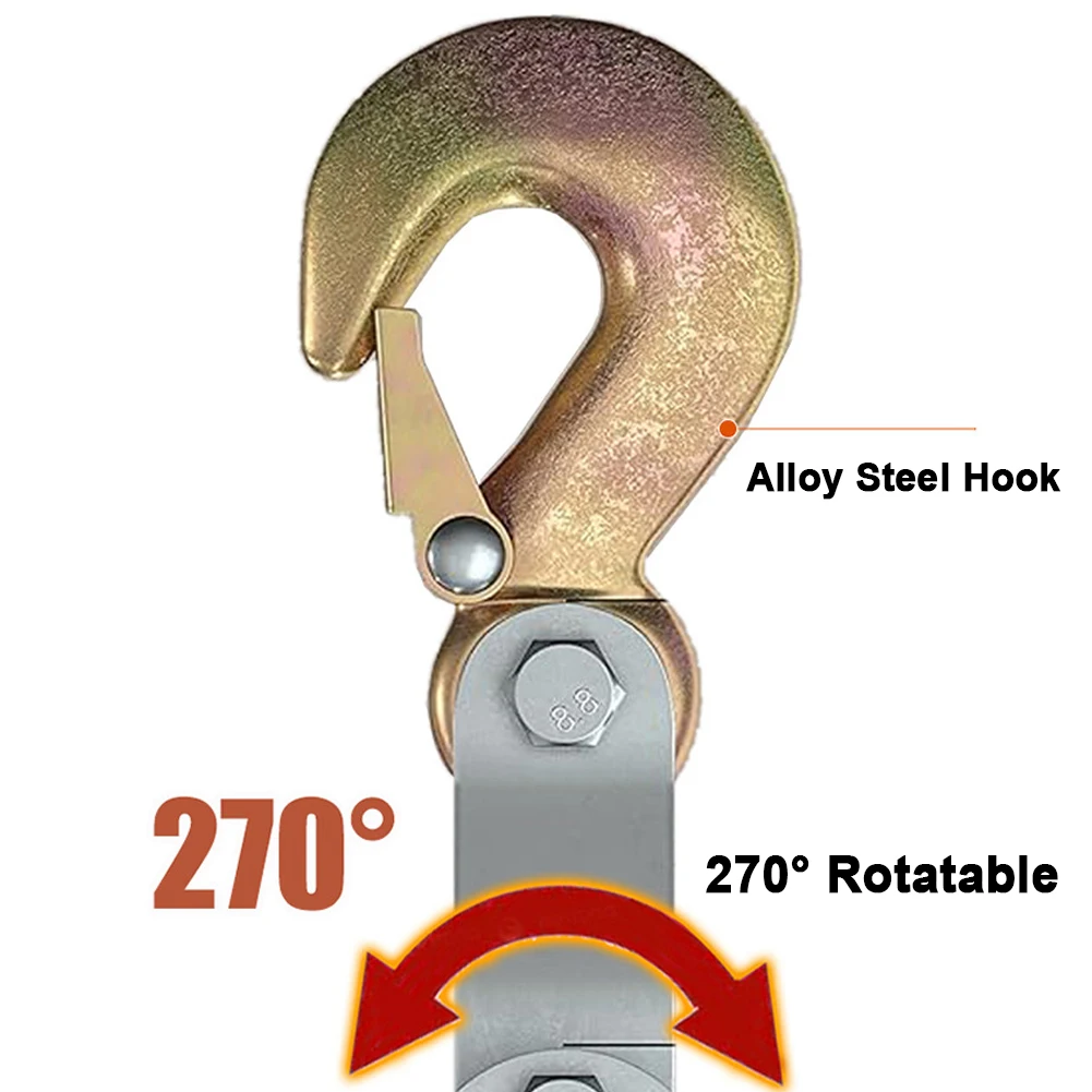 270° Rotatable Rope Pulley Block Zinc Alloy Hook Manual Crane Heavy Duty Rope Pulley Hoist Multi-functional Lifting Device