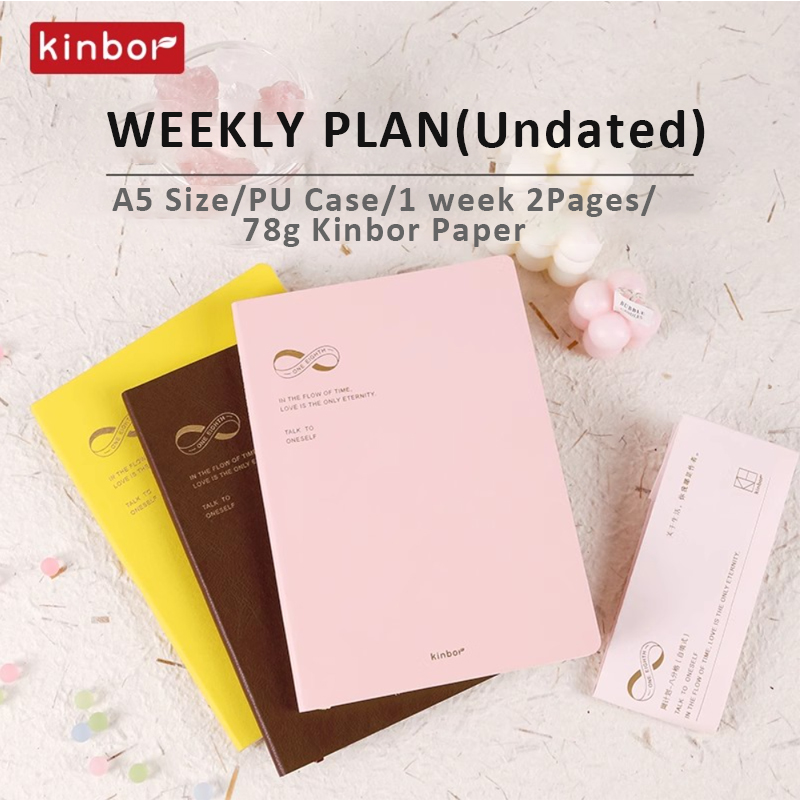 Kinbor Weekly Plan A5-Notizbuch, selbstfüllend, eine Acht, Selbstdisziplin, Check-in-Buch, Zeitmanagement, tägliche PU-Caderno-Tudro-Liste