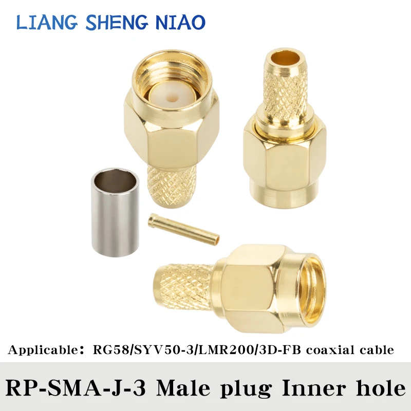 Todo o cobre SMA-J-3 parafuso interno agulha interna padrão sma conector macho crimpado com conector fêmea sma alimentador rg58/50-3
