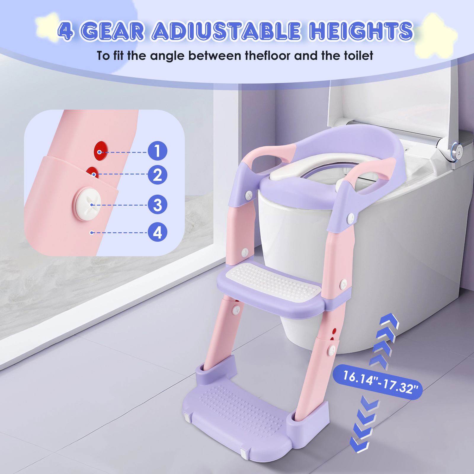 3 IN I Toilettensitzreduzierer für Kinder, Adapter für Kinder mit Stufe, Toilettensitzvergrößerung für Kinder, Toilettensitzreduzierer