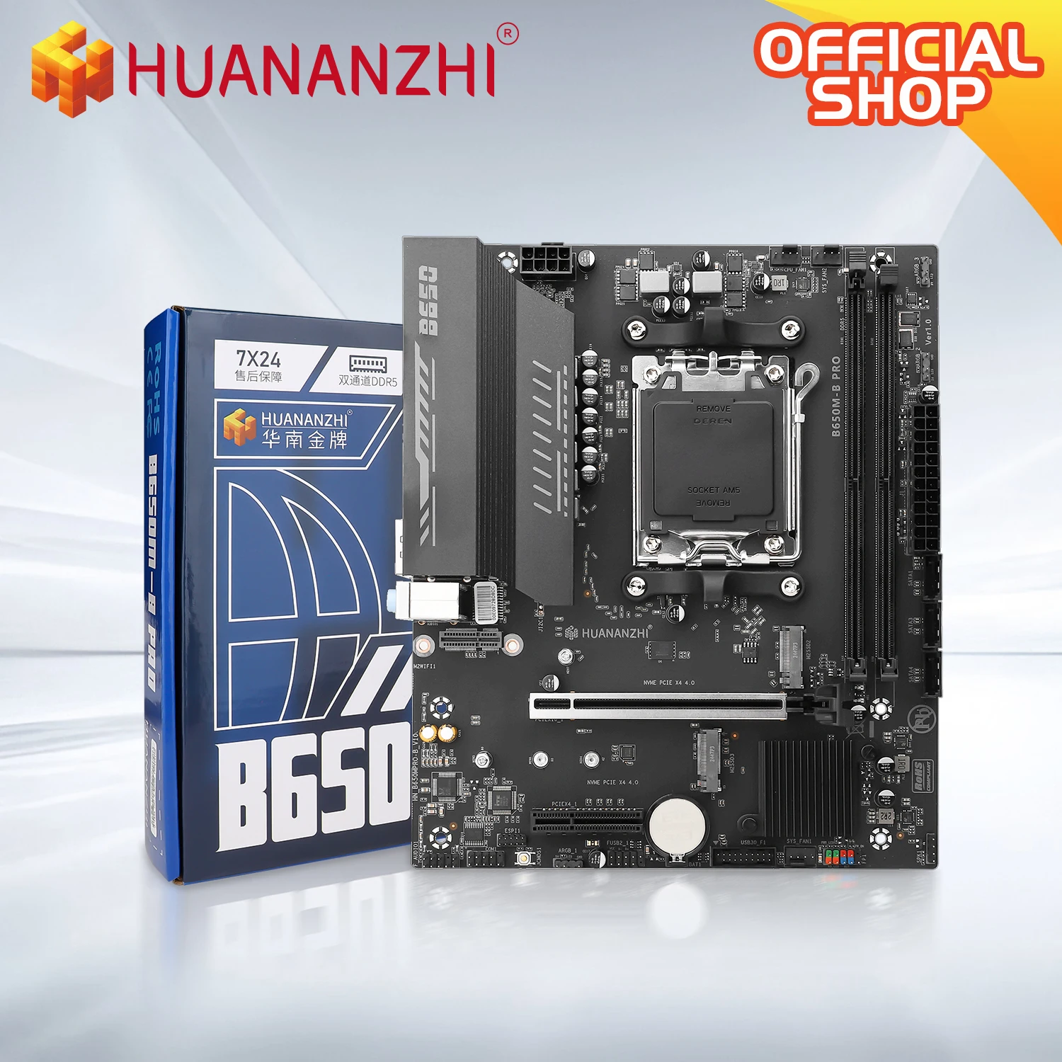 HUANANZHI B650M B PRO AMD AM5 Motherboard unterstützt Ryzen R5 R7 7000 8000 9000 Serie M.2 NVME WIFI Dual Channel DDR5 EXPO RAM