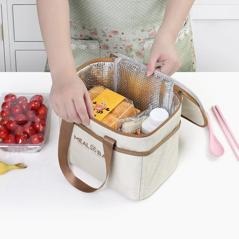 Tragbare Lunchtasche, isolierte Lebensmittelbox, wasserdichte, isolierte Box mit Schultergurt, handgehaltene Lunchbox-Tasche, frisches AluminiumA-DH